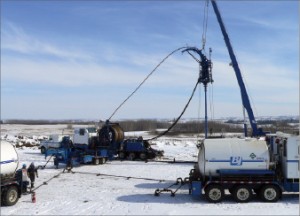 P1000812 copy_fmt A coiled-tubing winter operation is carried out near Red Deer, Alberta, Canada.