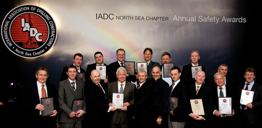 WJT_3125_web The 2010 IADC North Sea Chapter safety awards were announced on 14 May in Aberdeen. Back row, from left, are: Alan Stewart, Sureclean; Mark Cowieson, Seawell; Tom Gravemaker, Noble Drilling; Bram van Zelm, Noble drilling; Gert-Jan Windhorst, Noble Drilling; Jon Bryce, Odfjell Drilling; and Tom Whelan, Transocean. Front row, from left, are: Malcolm Rattray, Stena Drilling; Steve Coghill, Noble Drilling; Kenny Dey, Seawell; John Monks, Northern Offshore and Chairman IADC North Sea Chapter; Gary Holman, Seawell; James McCallum, Senergy; Gilles Luca, Ensco; Ron Charlton, Odfjell Drilling; Ian Aitchison, Aker MH; and Dave Walls, Transocean.