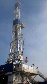 A Nomac drilling rig works for Chesapeake Energy in the Bethany Longstreet Field, Caddo Parish, La. 