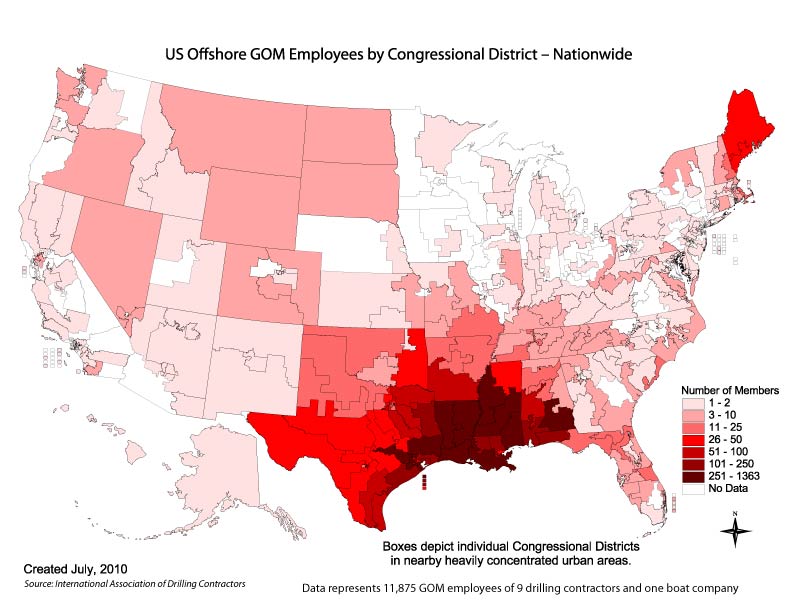 US Offshore GOM Employees by Congressional District - Nationwide