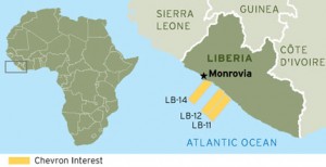 Map of Chevron concessions in Liberia.