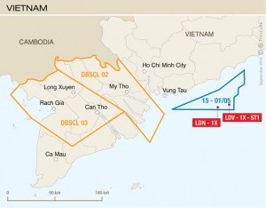 The Lac Da Vang exploration well was drilled 125 km east of the coastal city of Vung Tau offshore Vietnam.
