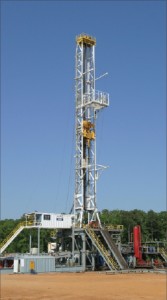 Helmerich & Payne’s Rig 260, a FlexRig3 design, is drilling for Penn Virginia Oil & Gas Corp in the Haynesville in East Texas. 