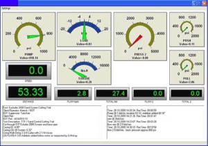 The data acquisition system used for testing included real-time data displays with test summaries and comments.