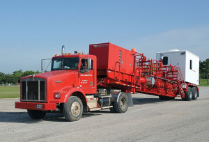 Halliburton’s CleanStream mobile unit uses ultraviolet light rather than chemicals to control bacteria in water used for hydraulic fracturing operations.