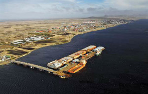  Figure 3b: All the cargo and fishing vessels calling at the islands used a floating interim port and storage system.