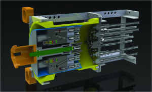 Above and below: This subsea modular control system performs real-time trending to help identify BOP component degradation before failure and uses an ROV to retrieve control system components. It eliminates leak paths by not having any tubing or fittings inside the module.
