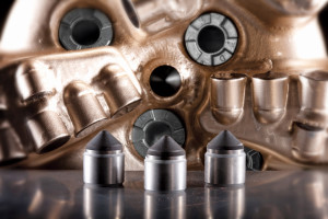 Figure 1: The conical diamond element (foreground), centrally placed in a PDC drill bit cutting structure, increased ROP by more than 46% for one Bakken operator. 