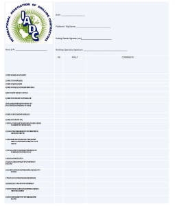 Caption for checklist on slide 23 of Brenda lifting PPT: A range of training and assessment tools, such as this trainees’ pre-use inspection checklist, is available from IADC.  