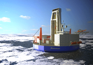 The Arctic S semisubmersible design features a circular shape to deflect and break ice. Its 16-point mooring system allows the rig to operate in ice-infested waters between 115 ft to 3,000 ft (35 meters to 1,000 meters) deep.