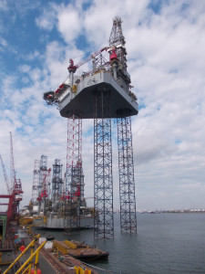 The ENSCO 120, the first in the company’s series of three ultra-premium, harsh-environment jackups, is capable of operating in water depths up to 400 ft.  