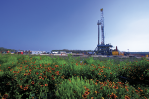 BHP said it has seen “better control and more constant horsepower at the bit” using H&P FlexRigs in North America. The operator has been drilling four to six wells per pad with FlexRig 5s, skidding between wells. 