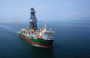 The Ocean Rig Mylos is one of three DP3 Ocean Rig drillships operating in Brazil’s pre-salt fields. The Mylos, working for Repsol Sinopec Brasil, was delivered in 2013 and can operate in water depths up to 3,650 meters (12,000 ft).