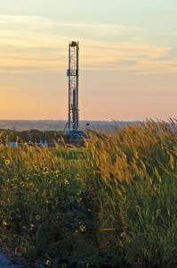 Rig 425, a Helmerich & Payne FlexRig3 unit, drills for Devon Energy in Payne County, Okla. The Mississippian Woodford Trend in northern Oklahoma is an emerging oil opportunity for Devon, which has access to 650,000 acres.