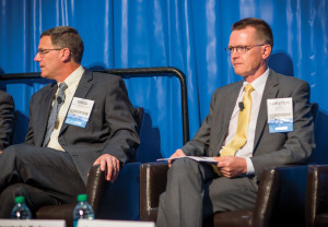 The industry can take lessons learned from the offshore business to its onshore activities, Statoil North America’s Torstein Hole (right) said during a panel session at the 2014 OTC in Houston. Shell’s Greg Guidry (left) urged the industry to focus more on engaging with the public, noting issues around public acceptance for both deepwater and unconventionals development.