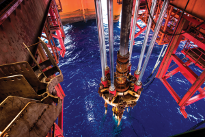 Drilling operations continue through the moonpool of Seadrill’s West Eminence. The semisubmersible is drilling for Petrobras on the Lula Field in the Santos Basin.