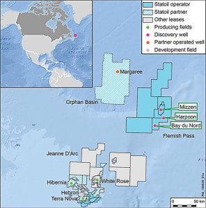 Statoil has four significant discovery licenses and seven exploration licenses offshore Newfoundland. In November 2014, Statoil began an 18-month drilling program for the Bay du Nord discovery. 