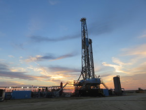 Latshaw Rig 14 drills in West Texas in September 2015. The rig is equipped with 1,600-hp mud pumps and a walking system. Going forward, the company does not foresee building any new rigs unless there is at least a firm three-year contract. 