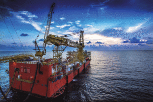 SapuraKencana’s SKD T-17 is working for PTTEP offshore Thailand. The self-erecting tender assisted drilling rig’s maximum water depth is 6,000 ft with a pre-laid mooring system and 800 ft with a conventional mooring system. The rig’s maximum drilling depth is 30,000 ft.