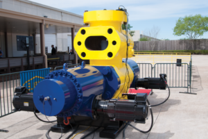 Noble showcased its new electrically operated BOP with a live demonstration at the NobleAdvances Training and Collaboration Center in Sugar Land, Texas, on 30 March. The eBOP sheared a 6 5/8-in. S-135 27-lb/ft drill pipe during the event. Development of the technology began in earnest in 2014 and was driven by market conditions, proposed regulatory changes and the availability of necessary components.