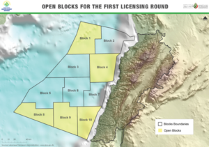A total of 10 blocks have been mapped out offshore Lebanon, with blocks 1, 4, 8, 9 and 10 open for bidding in the first licensing round. Three blocks — 8, 9 and 10 — lie in an area of unresolved border dispute with Israel, but the LPA said it doesn’t believe that this will keep oil companies from bidding for these blocks. 