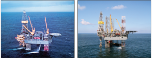 The J.P. Bussell (left) and the Hank Boswell (right) are both expected to be contributed to ARO Drilling, the JV between Rowan and Saudi Aramco. 