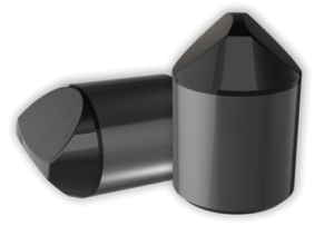 Figure 1: BHGE developed a chisel-shaped diamond element with a larger diamond volume behind the leading edge, which helps the diamond remain in compression and increases the element’s durability. 