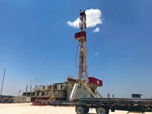 Sidewinder Rig 101 is drilling in the Delaware Basin for Felix Energy. The AC rig has a walking system and a 7,500-psi fluid system. The market for such high-spec rigs is tightening, and the contractor has seen 20-30% dayrate increases for these units. 