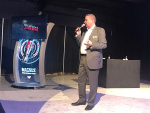 John Clegg, Director of Research, Development and Engineering at Weatherford, introduces the new Magnus rotary steerable system on 26 April in Houston.