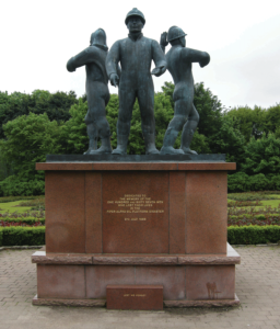 The Piper Alpha Disaster Bronze Memorial in Hazlehead Park in Aberdeen, Scotland, commemorates the 167 victims of the 6 July 1988 explosion on the Piper Alpha production platform, 12 miles offshore in the North Sea. The memorial, dedicated on the tragedy’s anniversary in 1991, bears the names of platform workers who died and two crewmen of the Sandhaven vessel who lost their lives attempting to rescue workers from Piper Alpha.