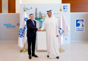 Lorenzo Simonelli, BHGE Chairman and Chief Executive Officer, and Dr Sultan Ahmed Al Jaber, UAE Minister of State and ADNOC Group CEO.